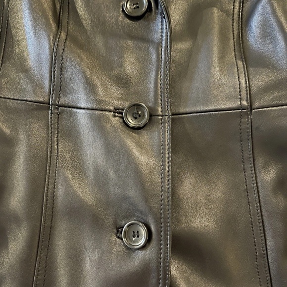 Jones New York Women’s Leather Jacket XL Black Genuine Leather Classic Coat - Picture 3 of 8